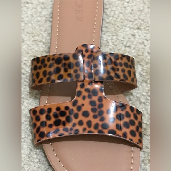 J.Crew Calf Hair Beachside Slide Sandals Leopard, Size 8 - Picture 7 of 9